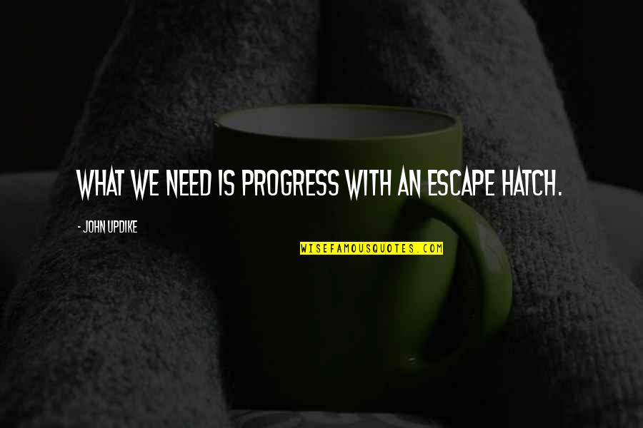 Hatch'd Quotes By John Updike: What we need is progress with an escape