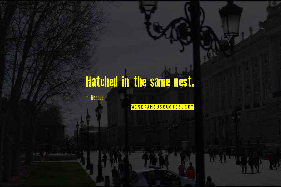 Hatched Quotes By Horace: Hatched in the same nest.