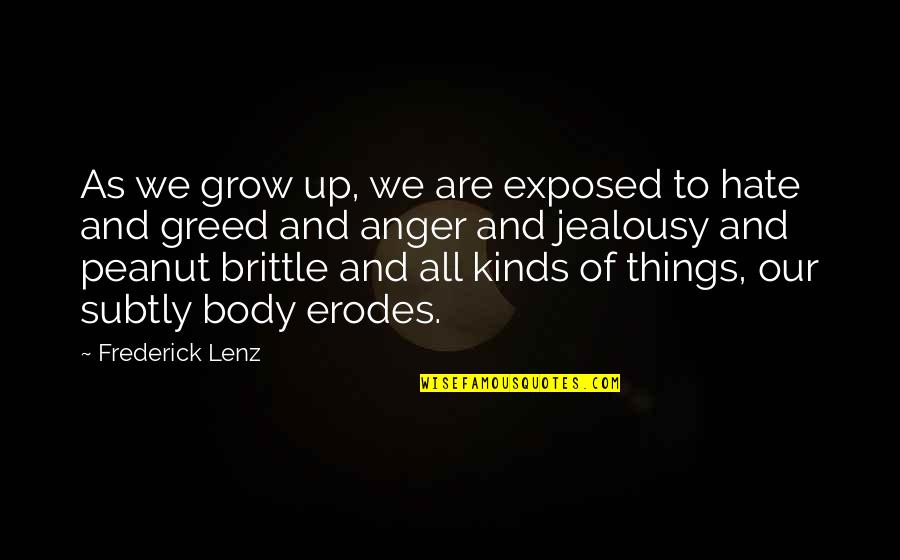Hate And Anger Quotes By Frederick Lenz: As we grow up, we are exposed to