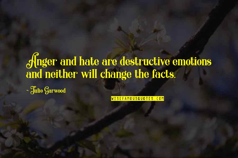 Hate And Anger Quotes By Julie Garwood: Anger and hate are destructive emotions and neither