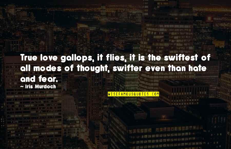 Hate And Fear Quotes By Iris Murdoch: True love gallops, it flies, it is the