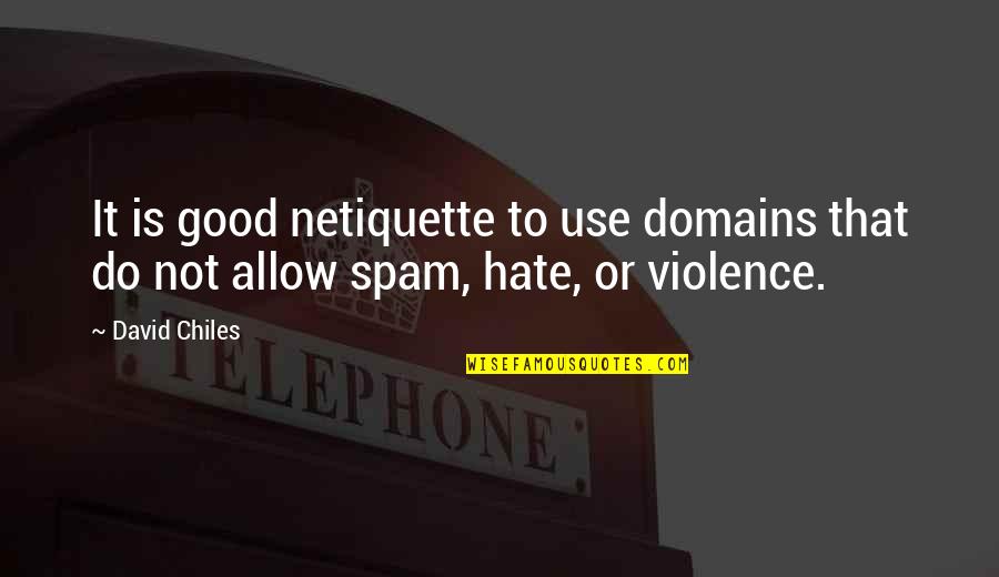 Hate And Violence Quotes By David Chiles: It is good netiquette to use domains that