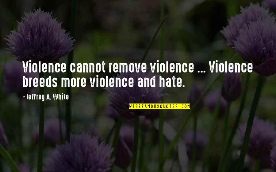 Hate And Violence Quotes By Jeffrey A. White: Violence cannot remove violence ... Violence breeds more
