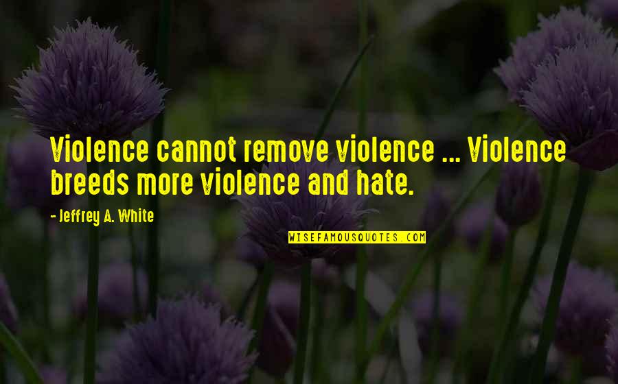 Hate Breeds Hate Quotes By Jeffrey A. White: Violence cannot remove violence ... Violence breeds more