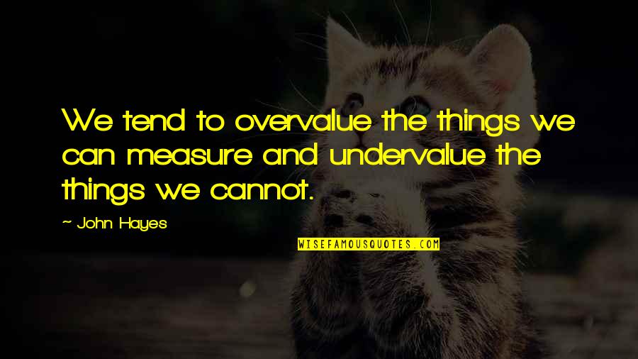 Hate Campaign Quotes By John Hayes: We tend to overvalue the things we can