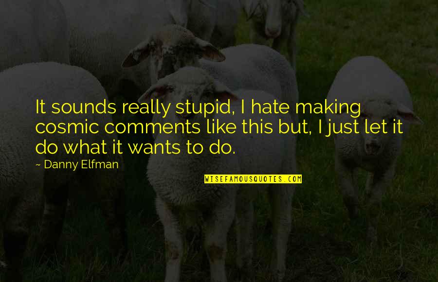 Hate Comments Quotes By Danny Elfman: It sounds really stupid, I hate making cosmic