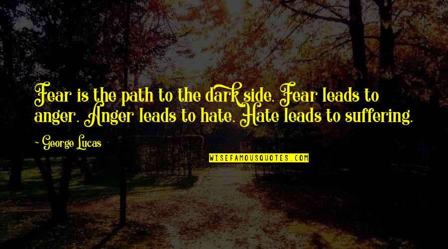 Hate Leads To Suffering Yoda Quotes By George Lucas: Fear is the path to the dark side.