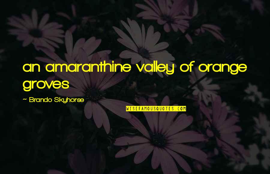 Hate Mornings Quotes By Brando Skyhorse: an amaranthine valley of orange groves