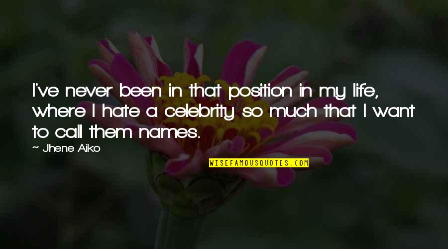 Hate My Life Quotes By Jhene Aiko: I've never been in that position in my Hate My Life Quotes By Jhene Aiko: I've never been in that position in my