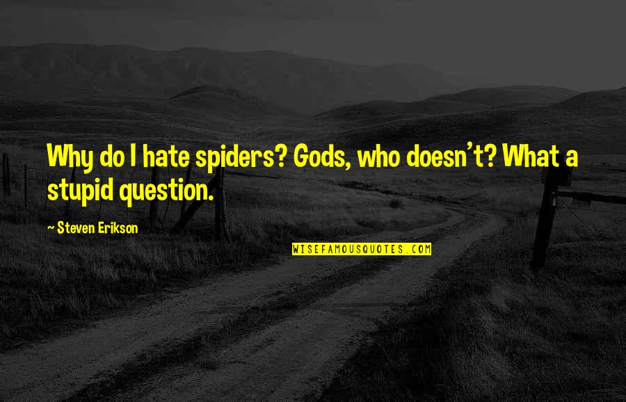 Hate Spiders Quotes By Steven Erikson: Why do I hate spiders? Gods, who doesn't?