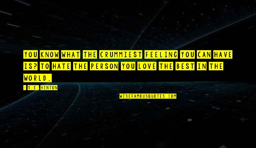 Hate That Feeling Quotes By S.E. Hinton: You know what the crummiest feeling you can