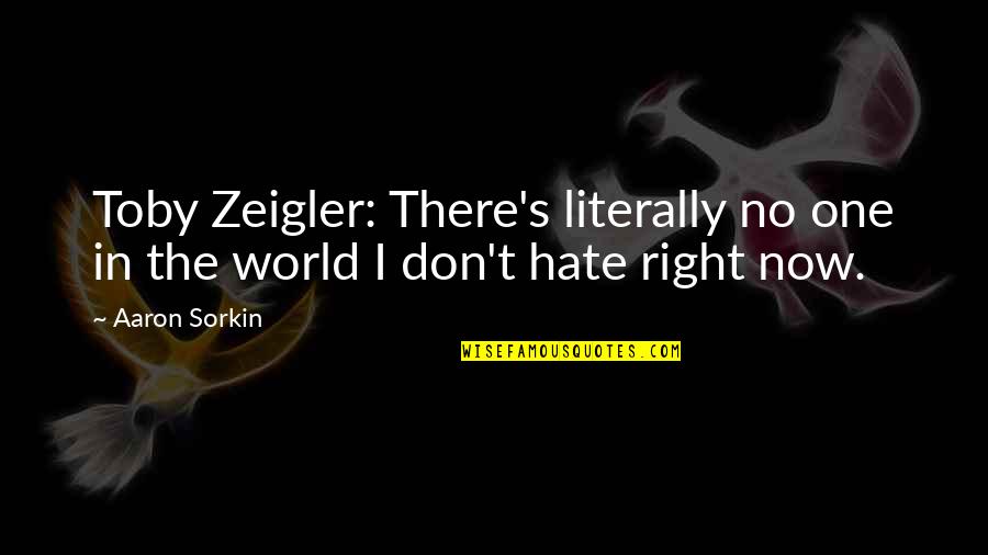 Hate The Life Quotes By Aaron Sorkin: Toby Zeigler: There's literally no one in the