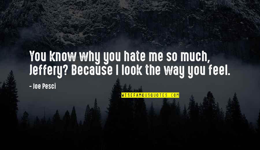 Hate The Way I Look Quotes By Joe Pesci: You know why you hate me so much,