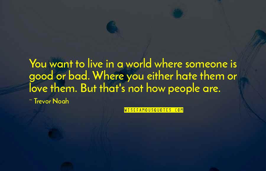 Hate To Love Someone Quotes By Trevor Noah: You want to live in a world where