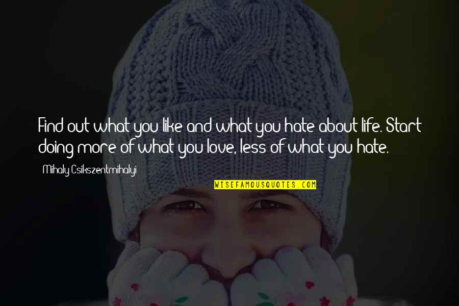 Hate You More Quotes By Mihaly Csikszentmihalyi: Find out what you like and what you Hate You More Quotes By Mihaly Csikszentmihalyi: Find out what you like and what you