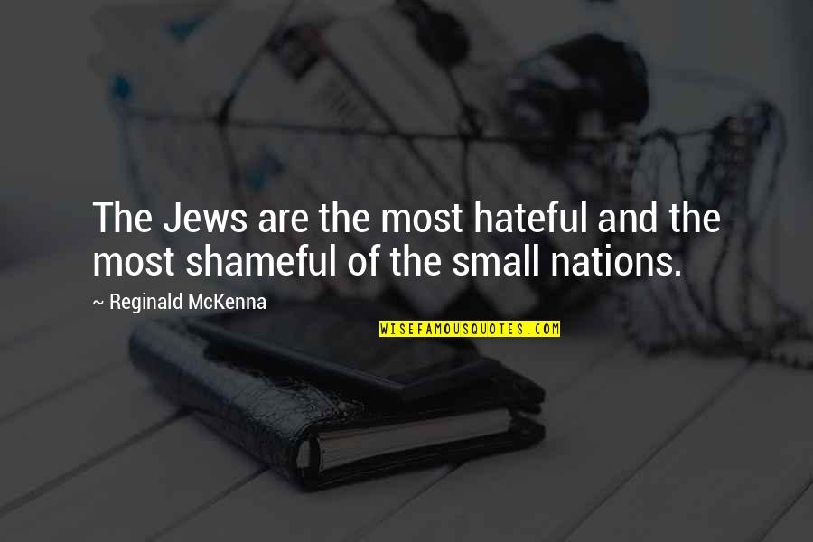 Hateful Quotes By Reginald McKenna: The Jews are the most hateful and the