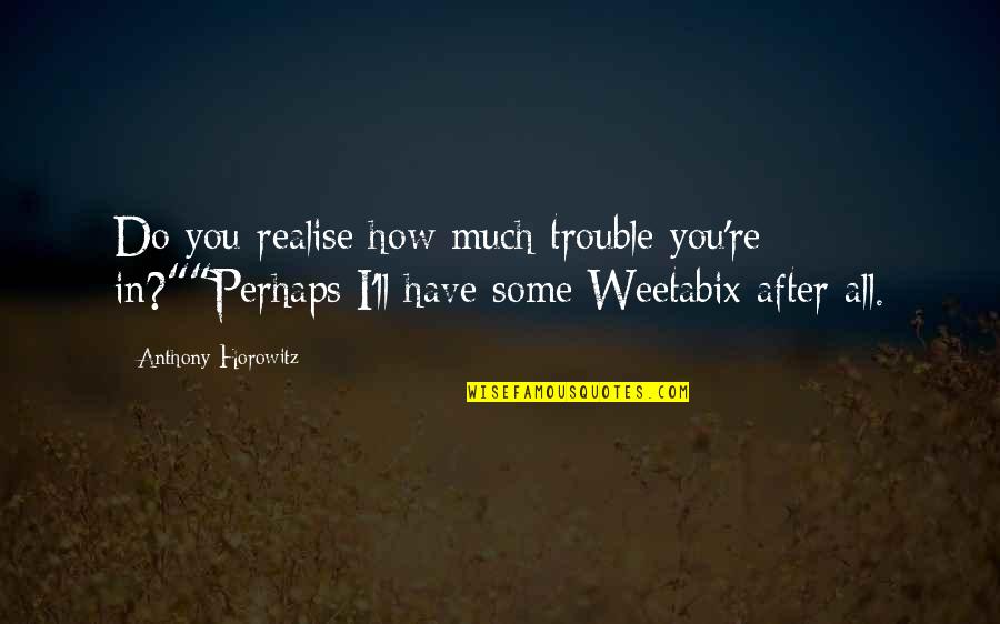 Haters Rappers Quotes By Anthony Horowitz: Do you realise how much trouble you're in?""Perhaps