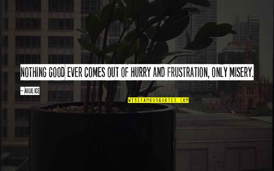 Hatfield And Mccoys Quotes By Auliq Ice: Nothing good ever comes out of hurry and