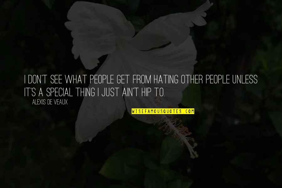 Hating Other People Quotes By Alexis De Veaux: I don't see what people get from hating Hating Other People Quotes By Alexis De Veaux: I don't see what people get from hating