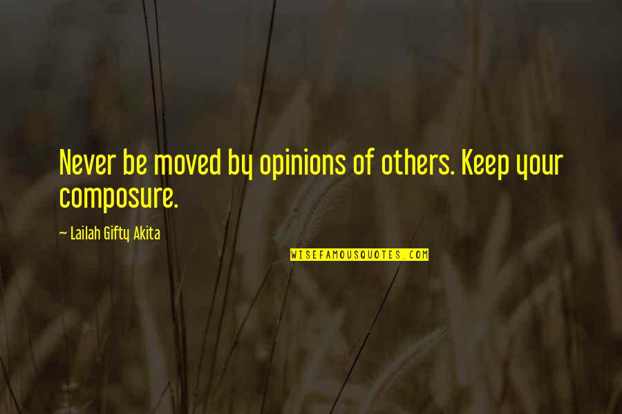 Hating What You See In The Mirror Quotes By Lailah Gifty Akita: Never be moved by opinions of others. Keep