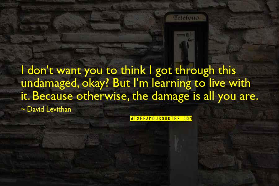 Hatred And Imagination Quotes By David Levithan: I don't want you to think I got