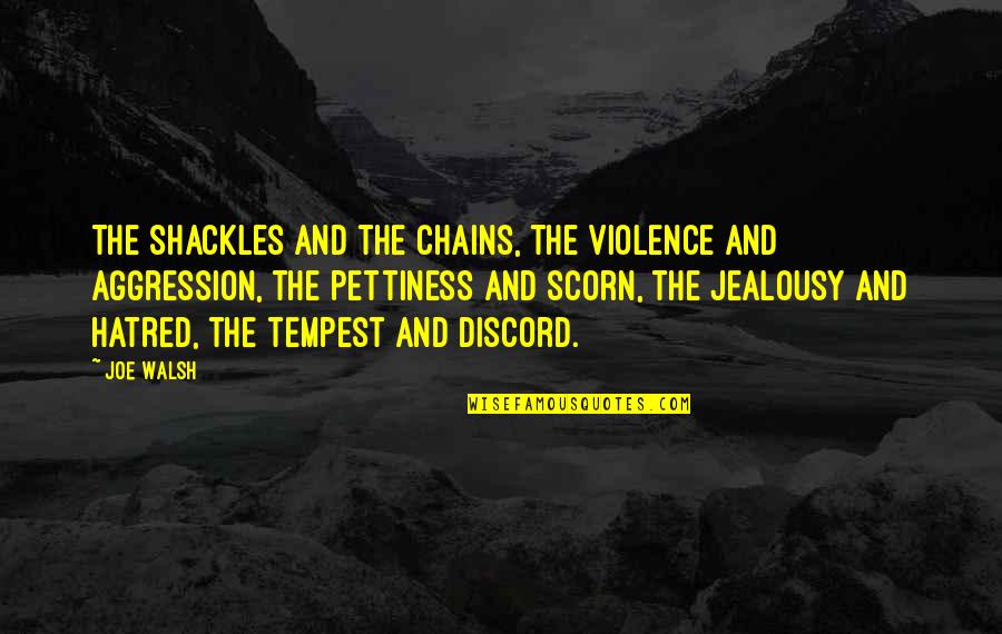 Hatred And Jealousy Quotes By Joe Walsh: The shackles and the chains, the violence and