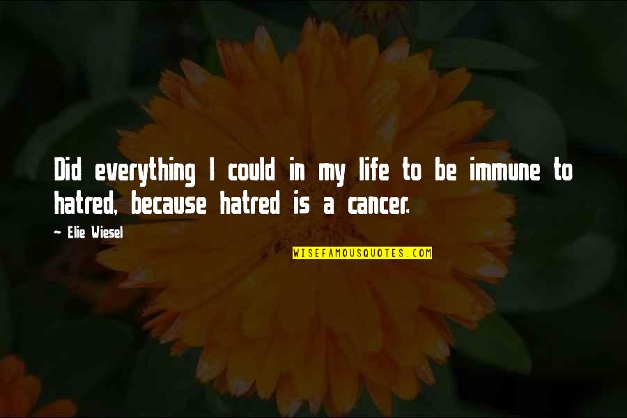 Hatred In Life Quotes By Elie Wiesel: Did everything I could in my life to