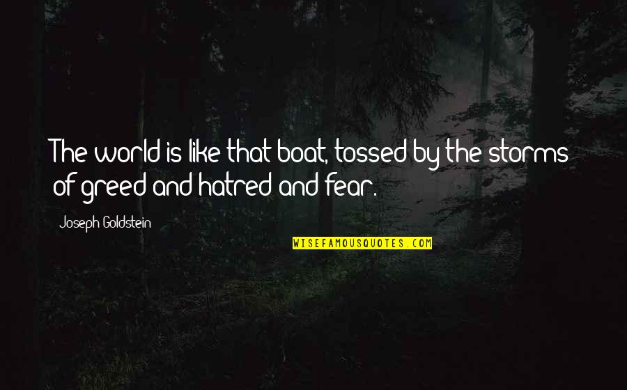 Hatred In The World Quotes By Joseph Goldstein: The world is like that boat, tossed by