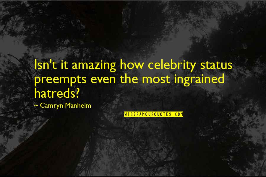 Hatreds Quotes By Camryn Manheim: Isn't it amazing how celebrity status preempts even