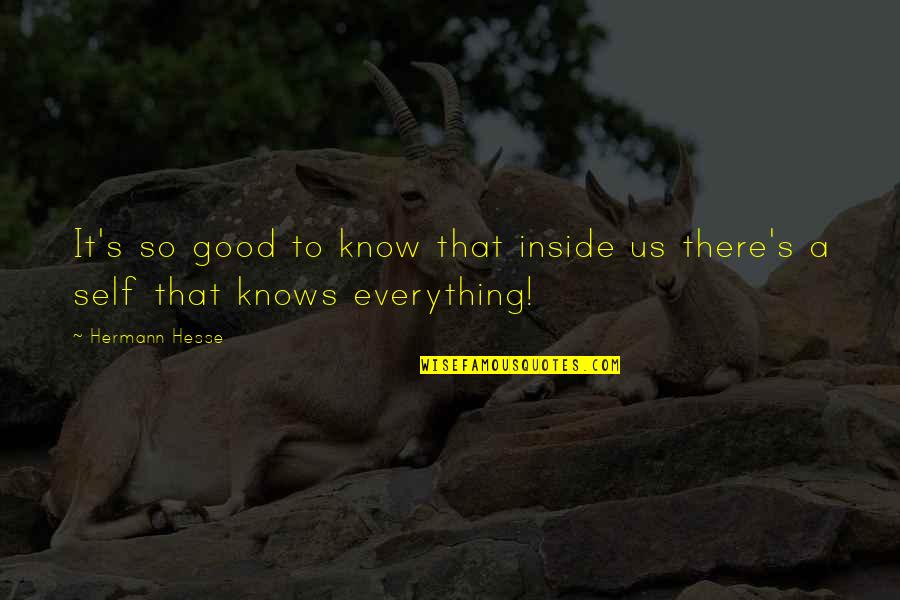 Hatstand Quotes By Hermann Hesse: It's so good to know that inside us