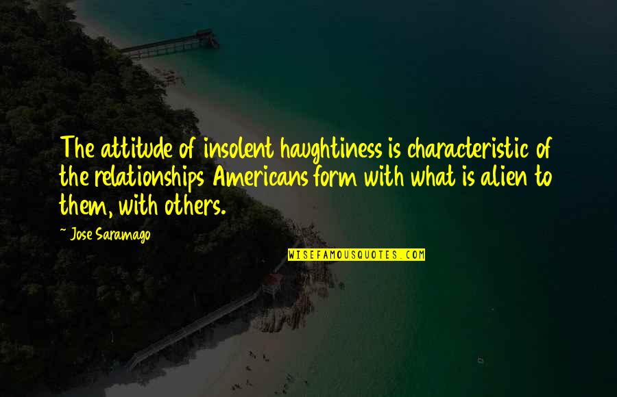 Haughtiness Quotes By Jose Saramago: The attitude of insolent haughtiness is characteristic of