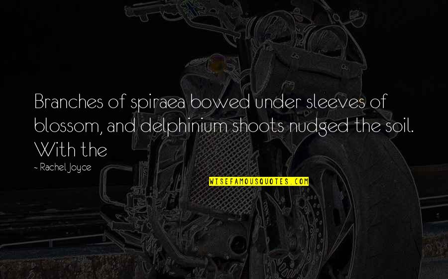 Haunted Shoe Quotes By Rachel Joyce: Branches of spiraea bowed under sleeves of blossom, Haunted Shoe Quotes By Rachel Joyce: Branches of spiraea bowed under sleeves of blossom,