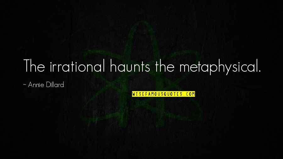 Haunts Quotes By Annie Dillard: The irrational haunts the metaphysical. Haunts Quotes By Annie Dillard: The irrational haunts the metaphysical.