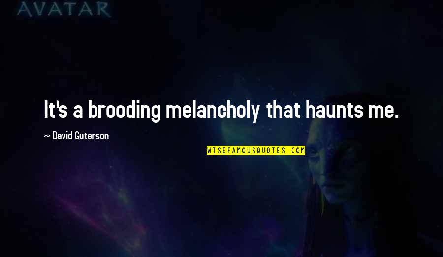 Haunts Quotes By David Guterson: It's a brooding melancholy that haunts me. Haunts Quotes By David Guterson: It's a brooding melancholy that haunts me.