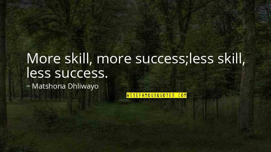 Havayah Quotes By Matshona Dhliwayo: More skill, more success;less skill, less success.