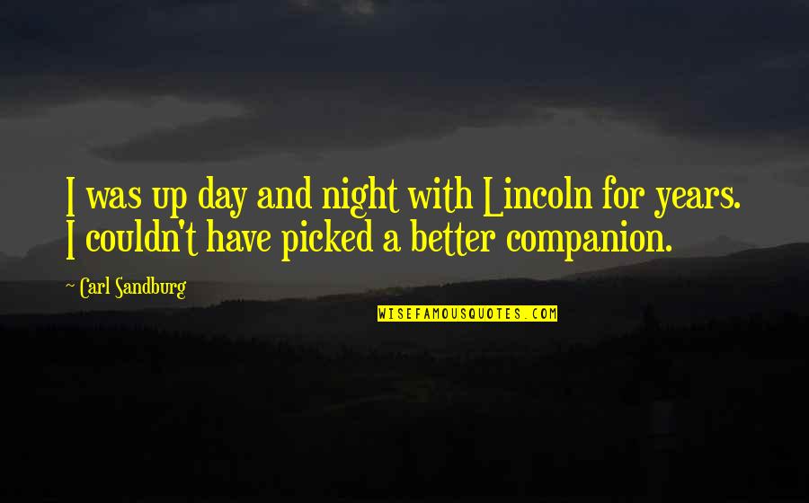 Have A Better Day Quotes By Carl Sandburg: I was up day and night with Lincoln