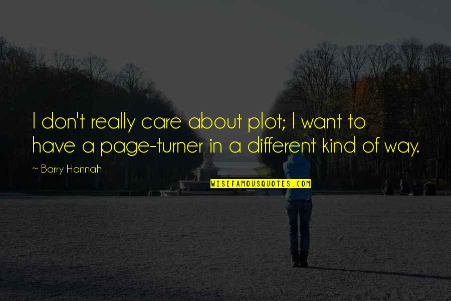 Have A Care Quotes By Barry Hannah: I don't really care about plot; I want Have A Care Quotes By Barry Hannah: I don't really care about plot; I want