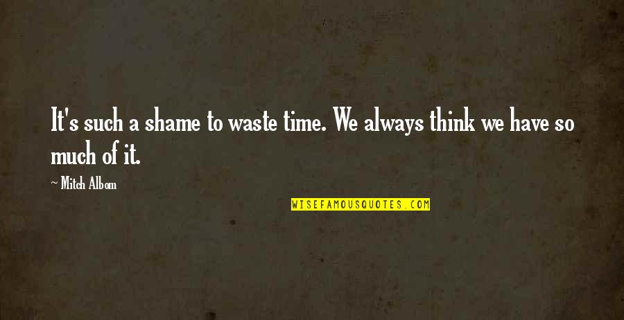 Have A Life Quotes By Mitch Albom: It's such a shame to waste time. We