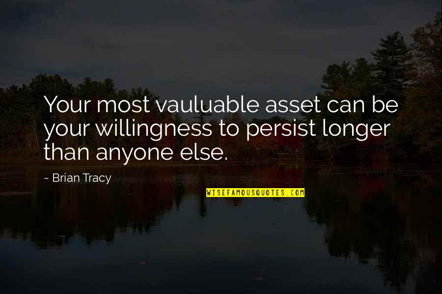 Have A Nice Vacation Quotes By Brian Tracy: Your most vauluable asset can be your willingness