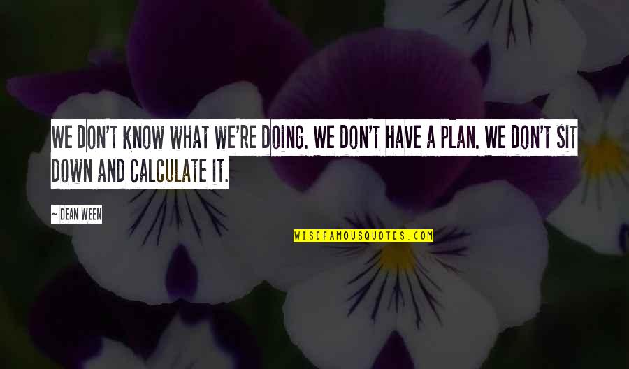 Have A Plan Quotes By Dean Ween: We don't know what we're doing. We don't