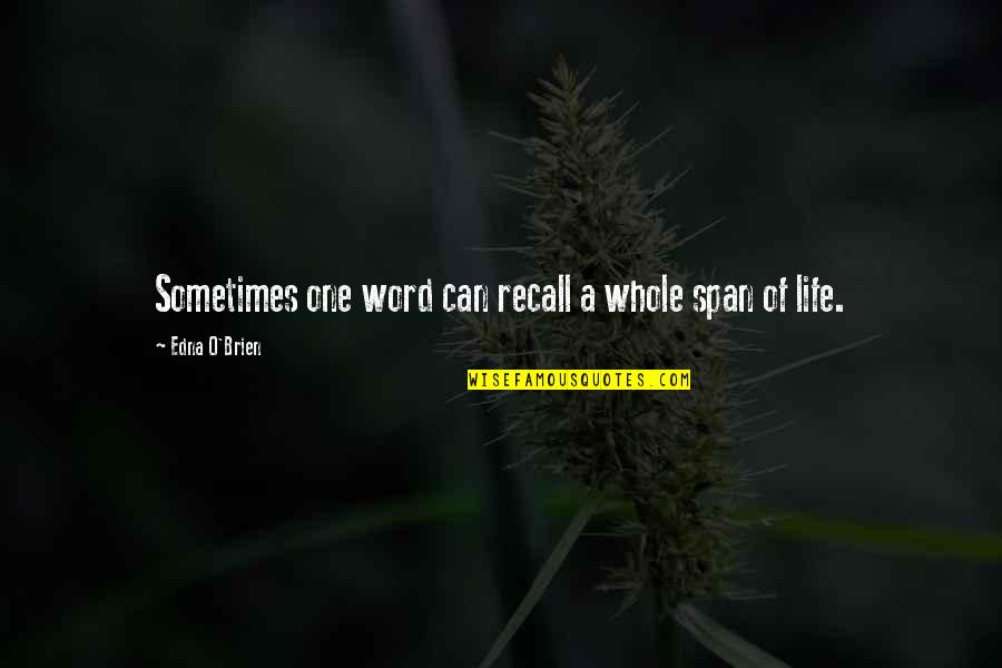 Have A Title Crossword Clue Quotes By Edna O'Brien: Sometimes one word can recall a whole span