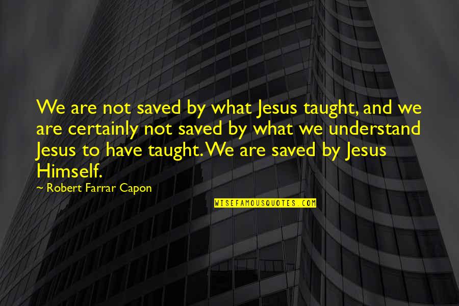 Have And Have Not Quotes By Robert Farrar Capon: We are not saved by what Jesus taught,