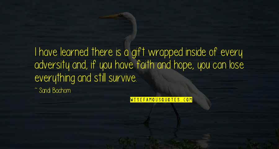 Have Faith And Hope Quotes By Sandi Bachom: I have learned there is a gift wrapped