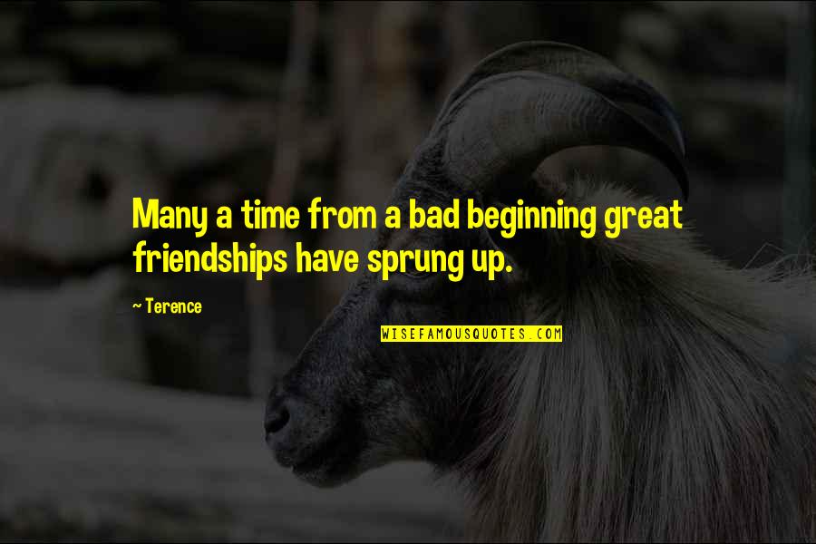Have Great Time Quotes By Terence: Many a time from a bad beginning great