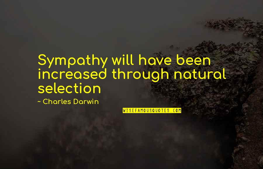 Have No Sympathy Quotes By Charles Darwin: Sympathy will have been increased through natural selection