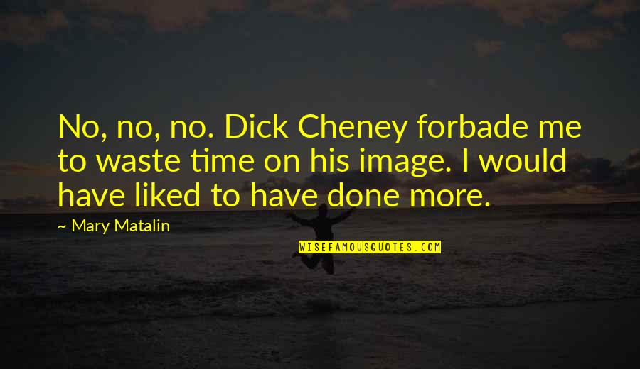 Have No Time To Waste Quotes By Mary Matalin: No, no, no. Dick Cheney forbade me to