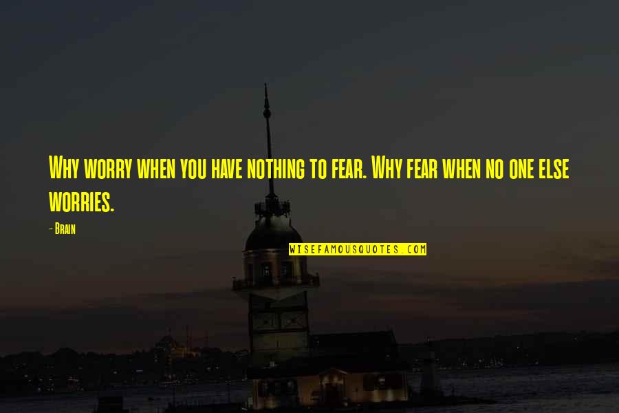 Have No Worries Quotes By Brain: Why worry when you have nothing to fear.