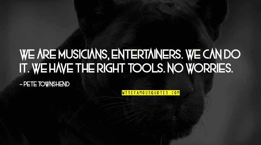 Have No Worries Quotes By Pete Townshend: We are musicians, entertainers. We can do it.