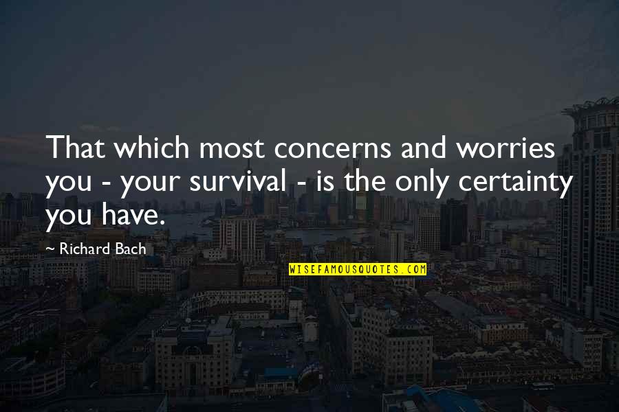 Have No Worries Quotes By Richard Bach: That which most concerns and worries you -