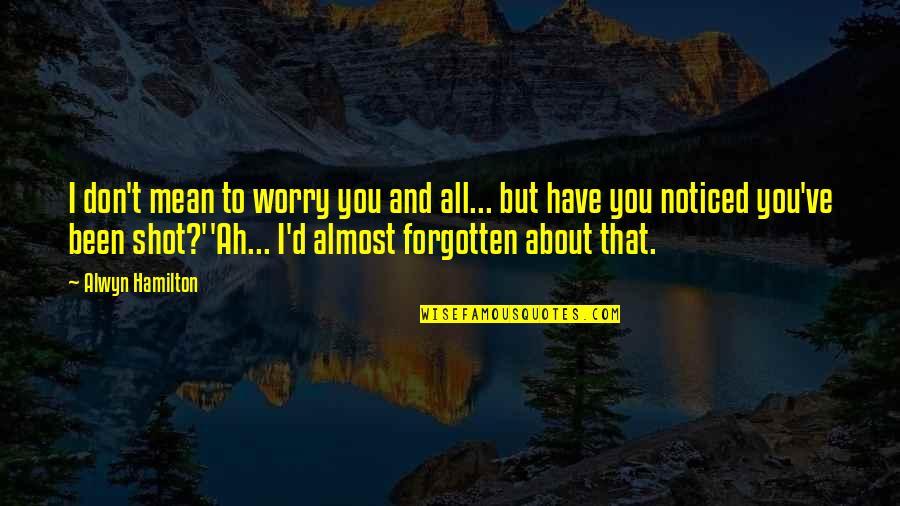 Have Not Forgotten You Quotes By Alwyn Hamilton: I don't mean to worry you and all...